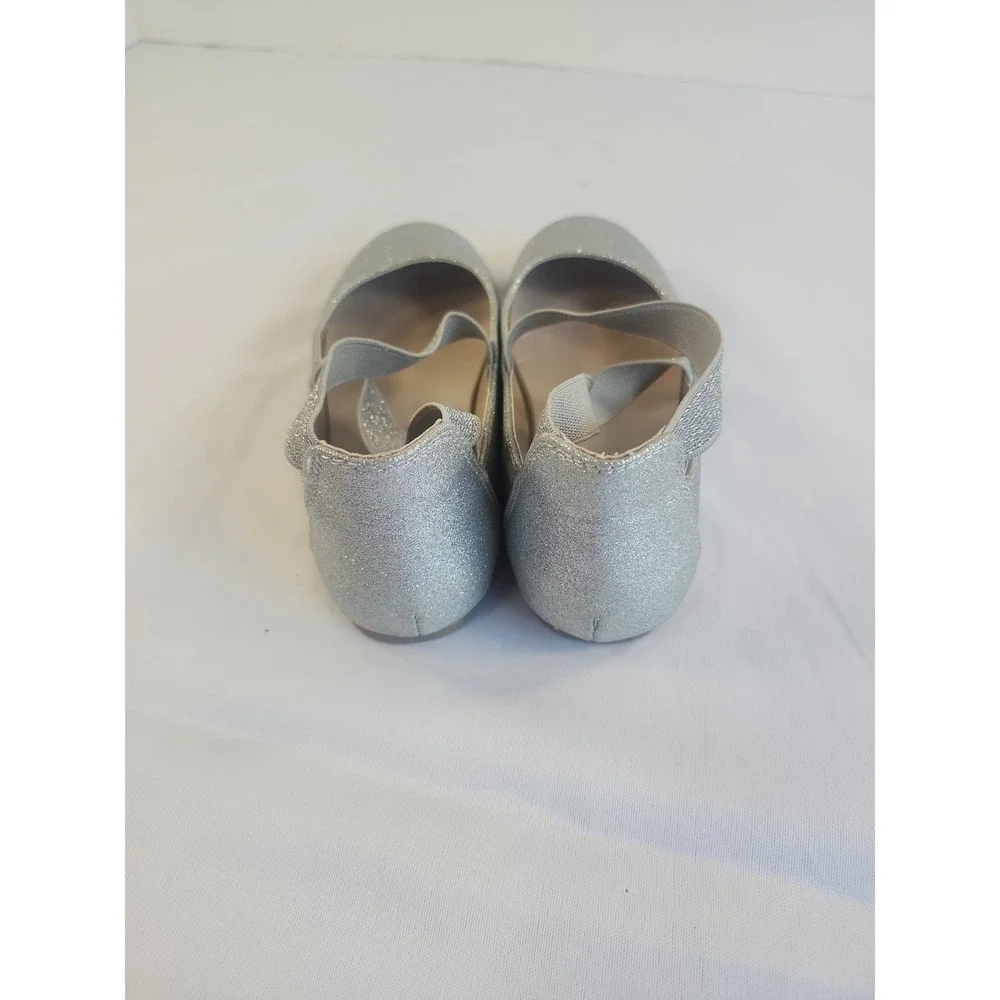 Gymboree‎ Girls Silver Glitter Flats With Criss-Cross elastic Straps Size 1